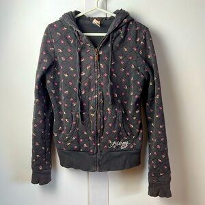 BILLABONG Quilted Grey Floral Surf 🏄‍♀️ Hoodie